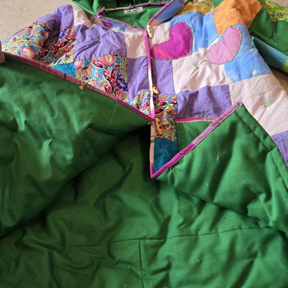 Upcycled Vtg Quilt Blanket Coat L-XL Handmade Dont Throw It Out - Picture 6 of 8